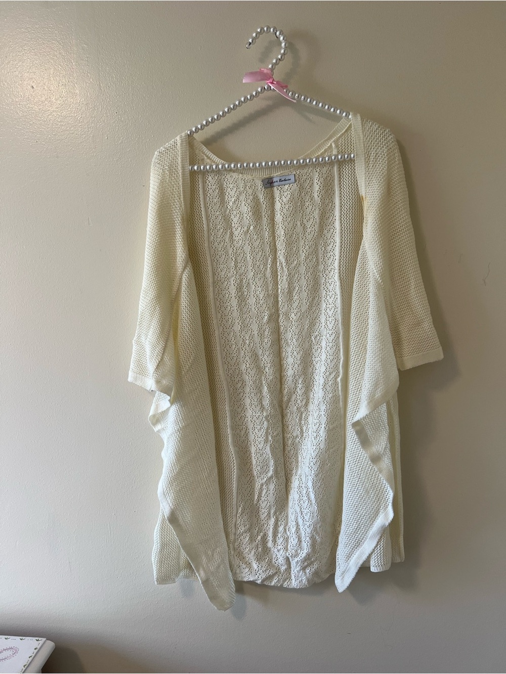 Light Cream Open-Front Women's Sweater Cardigan
